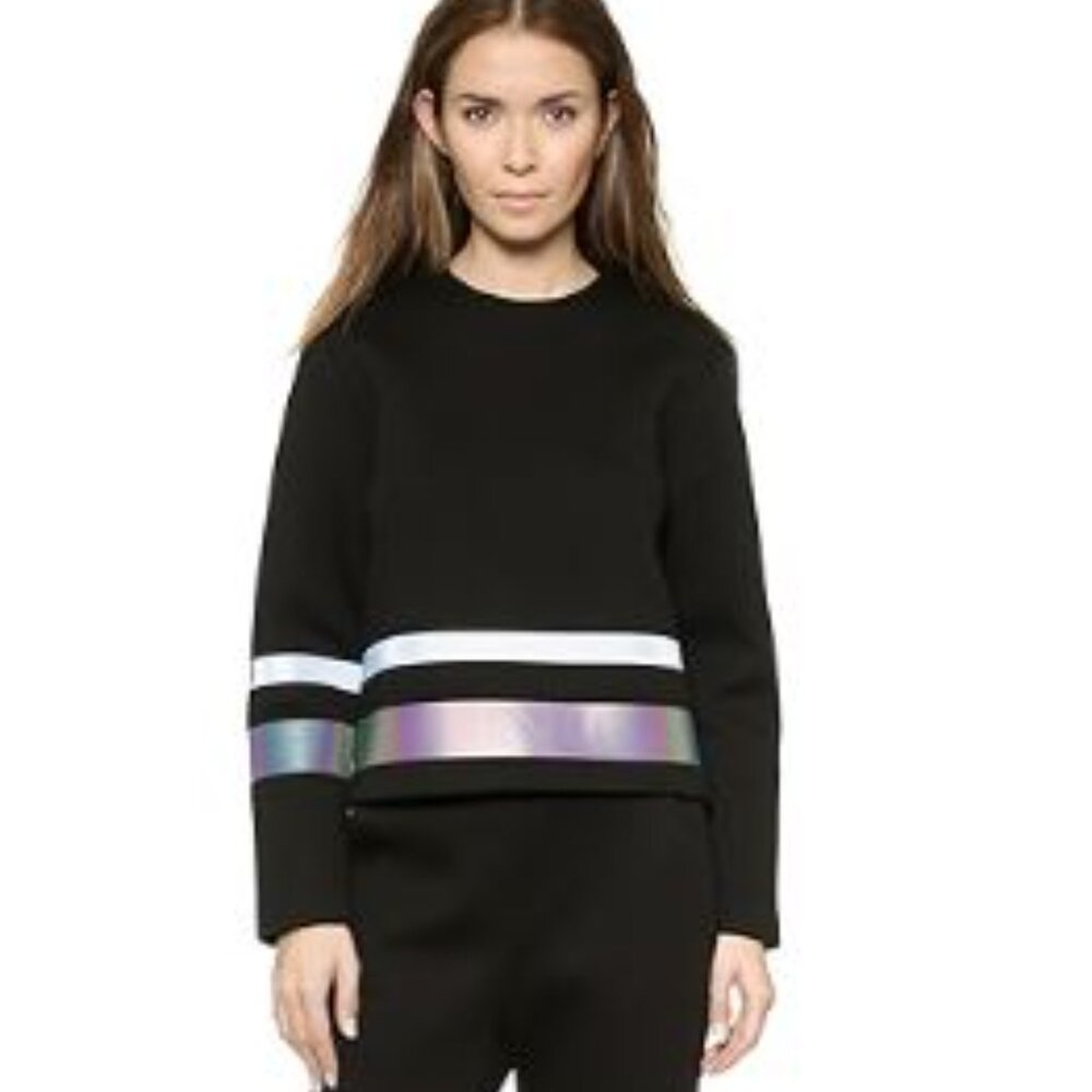 BLACK Scuba Neoprene Reflective Sweatshirt Size: large